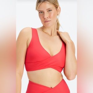 Fabletics Low-Impact Crossover Sports Bra- Size Medium Coral NWT